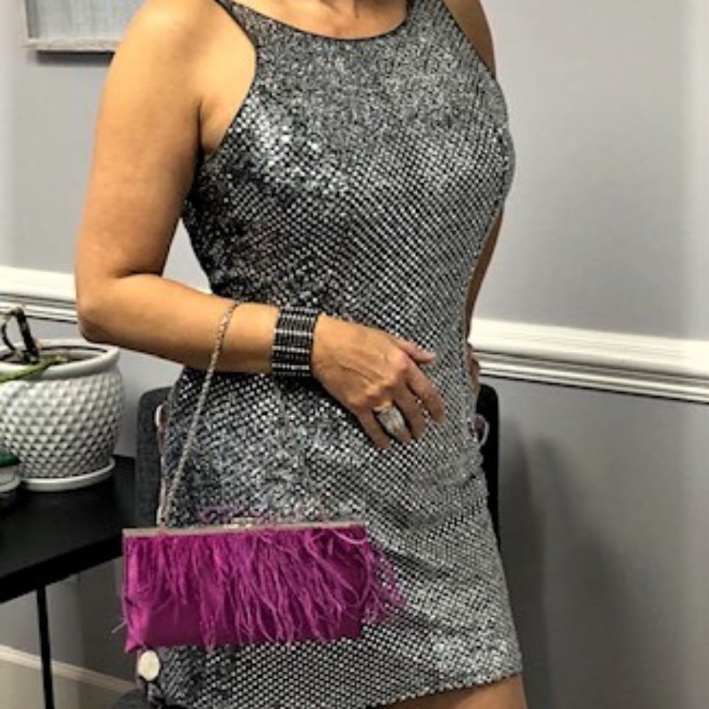 Vintage Dave & Johnny shimmer silver party dress